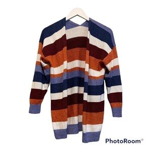 Y2K color block V back Open long sleeve cardigan | Size Small